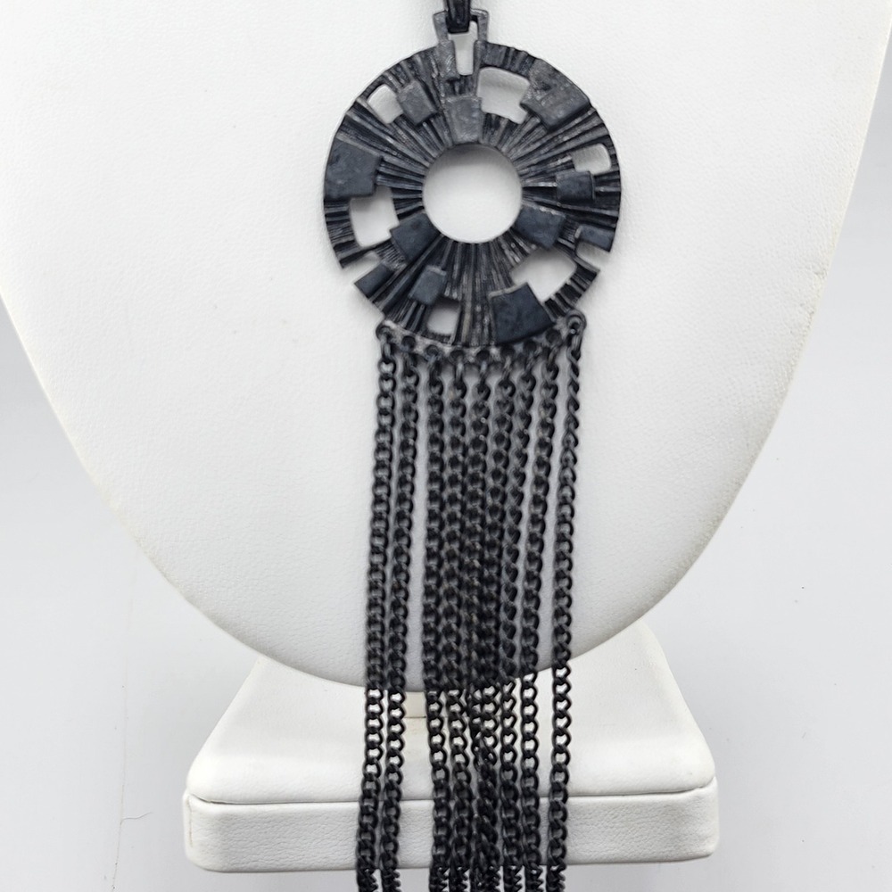 Vintage Sarah Coventry Long Metal Tassle Necklace - 22" Long Spanish Moss